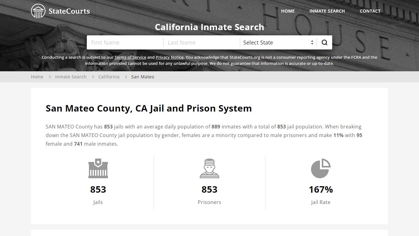 San Mateo County, CA Inmate Search - StateCourts