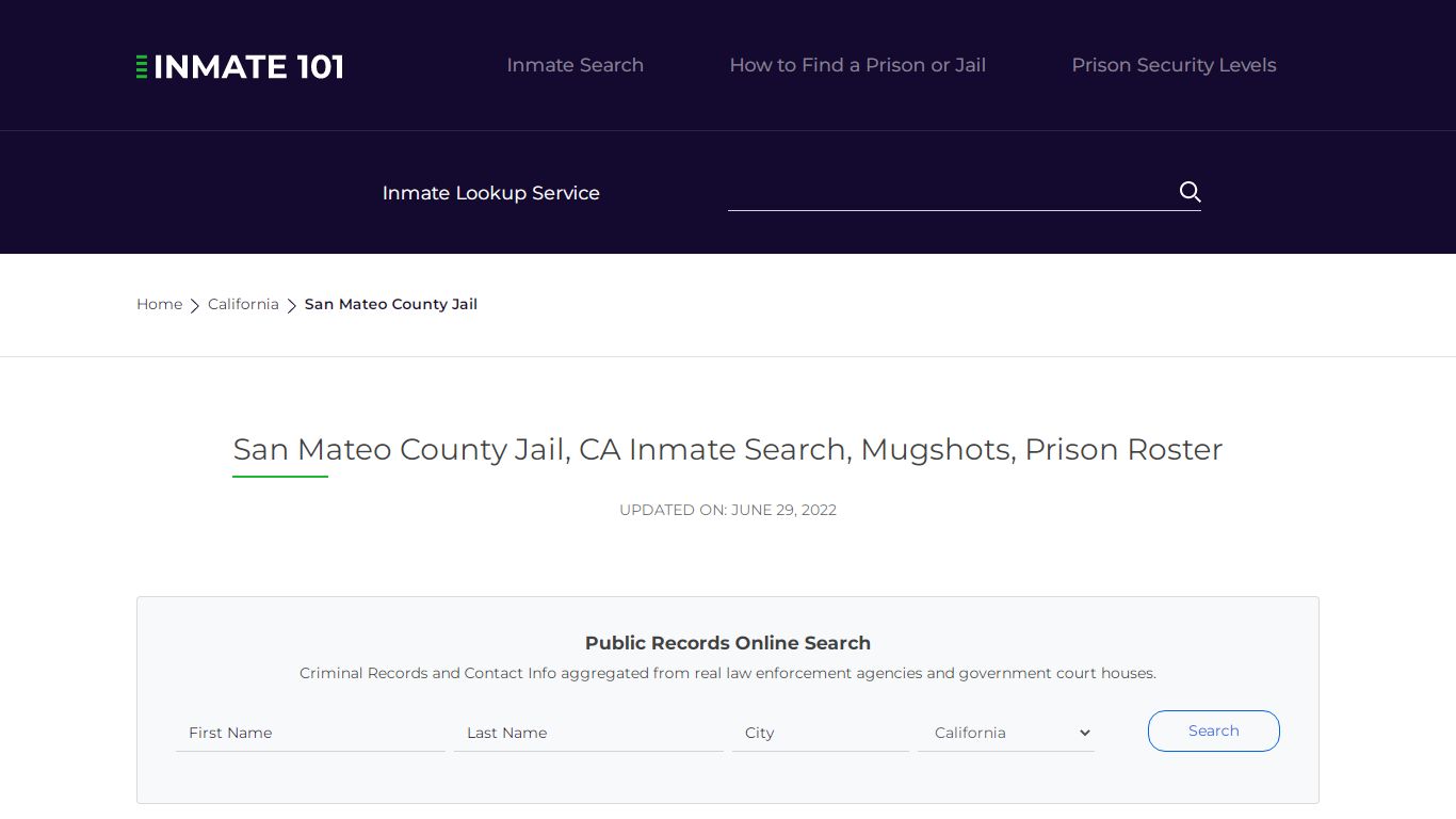 San Mateo County Jail, CA Inmate Search, Mugshots, Prison ...